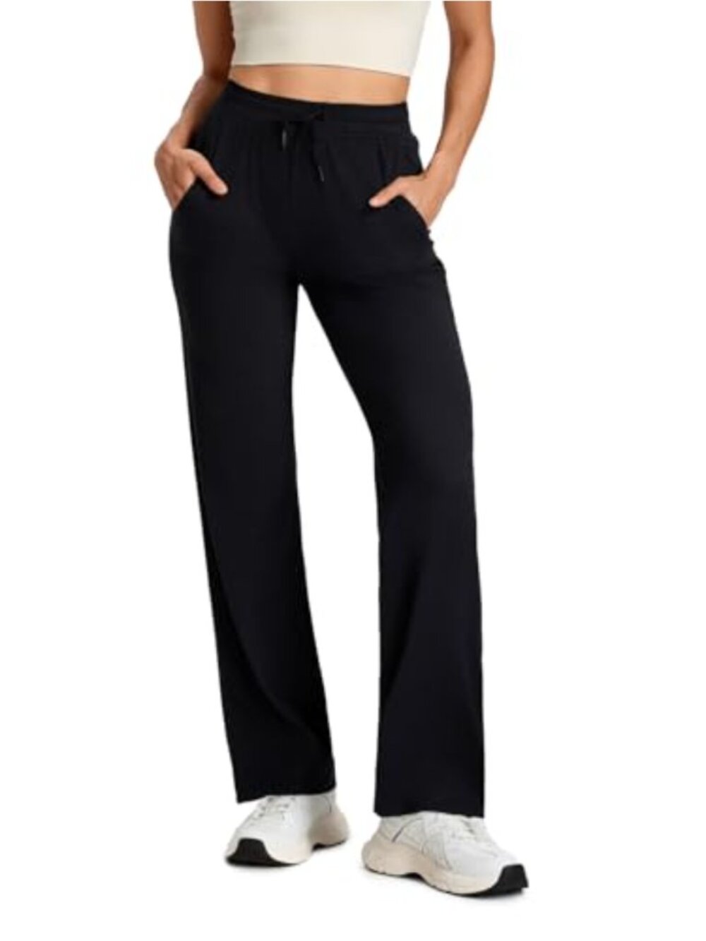 Yogipace Wide Leg Yoga Pants Pockets Drawstring High Rise Soft